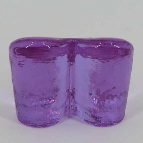 Fire & Light Purple Clear Glass Heart Shape Paperweight Signed Home Office Decor - Picture 3 of 13